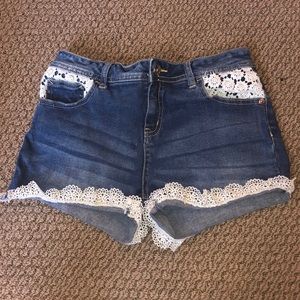Justice lace Jean shorts! Lightly worn